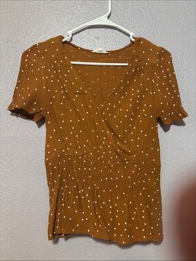 Mine Rust Polka Dot Wrap-Style Mini Dress